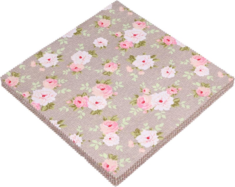 Hanjunzhao 42Pcs 10" Layer Cake Fabric - Vintage Brown Print Cotton Fabric Squares 10x10, Layer Cakes 10 inch Squares for Quilting, Sewing, Quilts, Bags, and Crafts - Light Coffee - Image 2